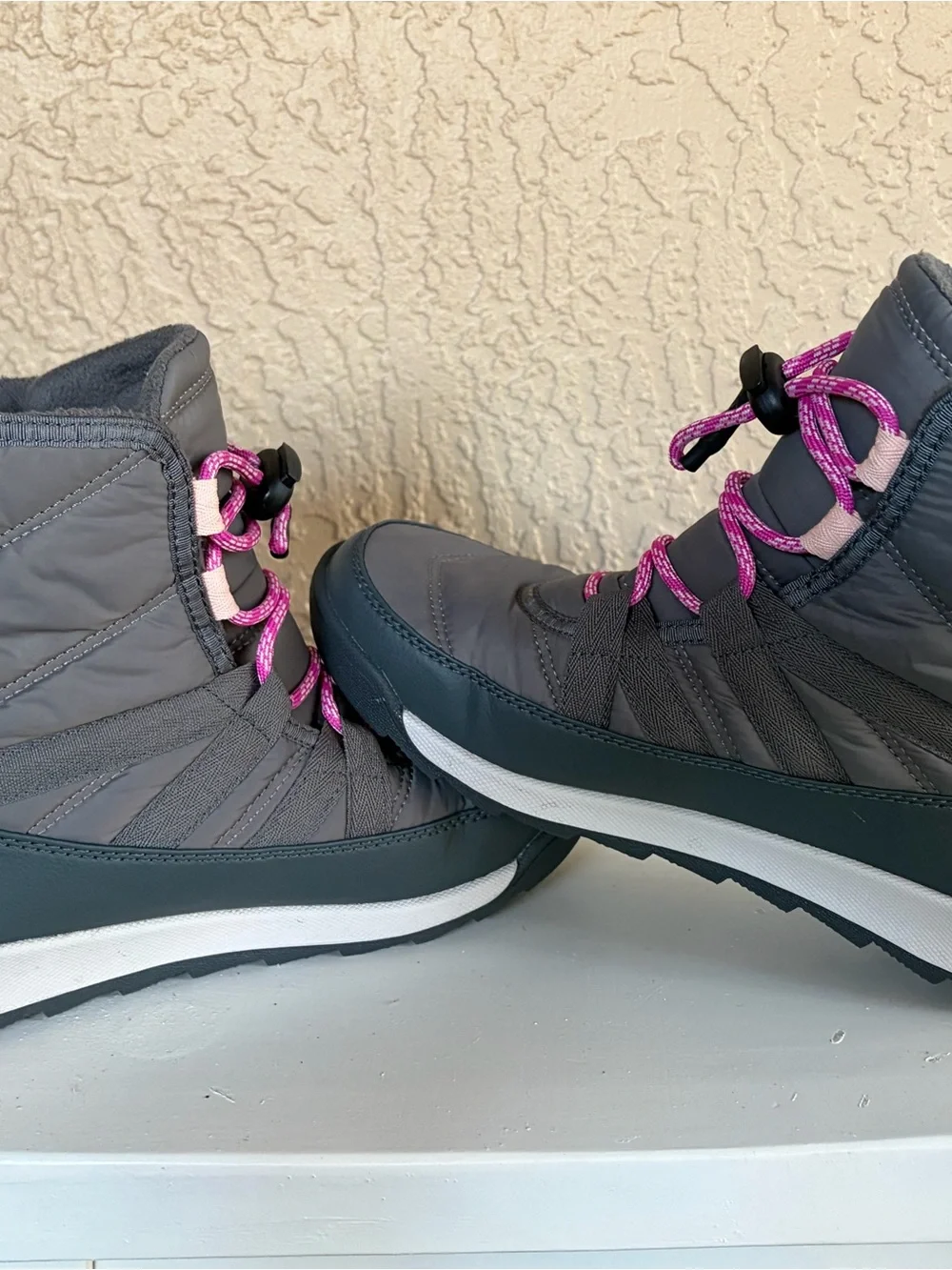 Sorel Kids Gray and Pink Toggle Lace Snow Boots